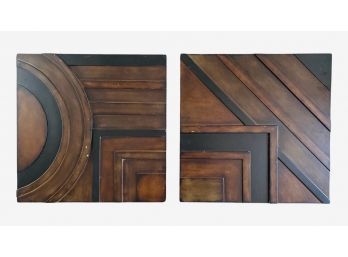 Wood And Metal Geometric Wall Art (2) 20X20