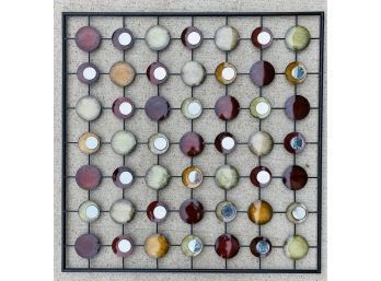 Metal Wall Art With Retro Circles And Small Accented Mirrors