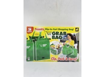 Grab Bag Clip-to-cart Reusable Grocery Shopping Bags Pack Of 2 As Seen On Tv