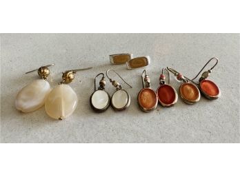 (5) Orange And White Pastel Color Earrings