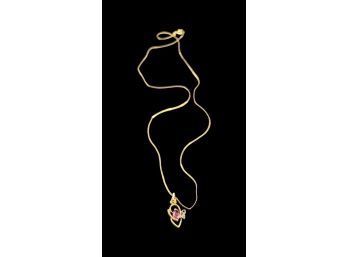 14K Italy Gold Chain Necklace With Stunning Pendant. Chain Is .95 Grams
