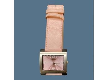 Pink Geneva Wrist Watch With Leather Band