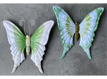 (2) Cute Outdoor Metal Hanging Butterflies
