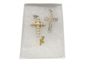 (3) Beautiful Antique Cross Pendants