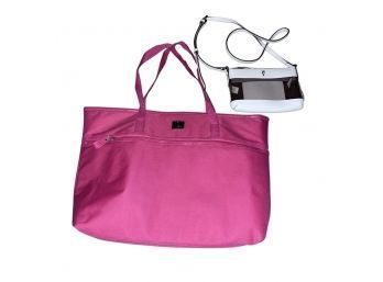 Adorable Transparent Crossbody Bag And Large Pink Tote