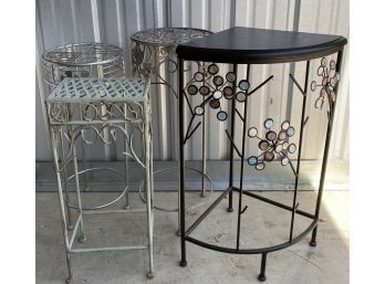 (4) Metal Plant Stands, Various Designs And Heights