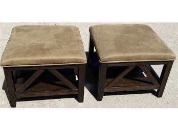 Matching Ashley Furniture Ottomans / Stool With Suede Upholstery