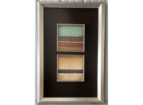 Three Dimensional Modern Art Piece In Silver Frame, 27X40 Inches