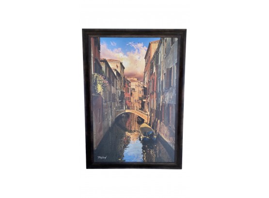 Fred Lord Print On Canvas Of Italian Gondola. Black Frame, No Glass