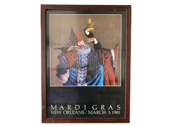 Poster, Mardi Gras New Orleans 1981. Gallery Frame With Glass