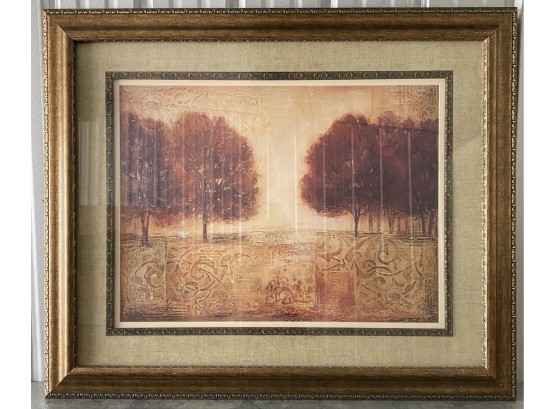 Beautiful Framed Art Piece Of Red Trees In Ornate Frame, 46X37