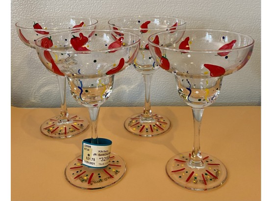 Set Of (4) Chili Margarita Glasses, Originally Purchased For $21.75