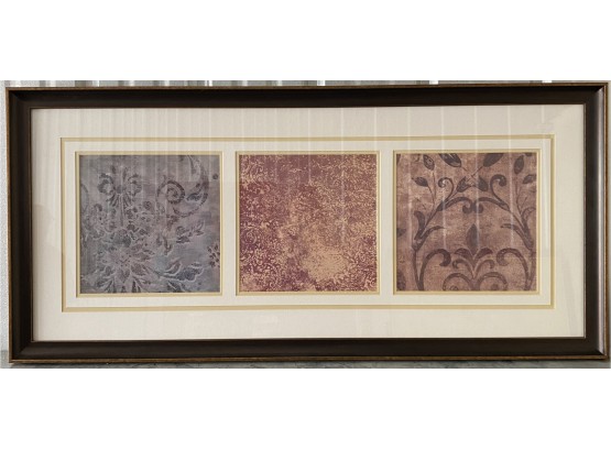 Horizontal Art Piece With 3 Square Design, Frame With Glass