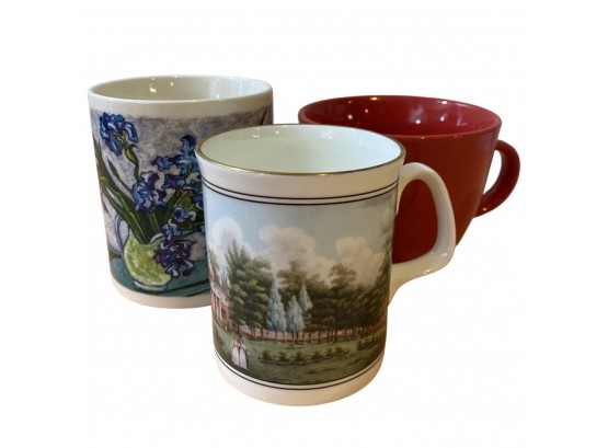 (3) Coffee Mugs, Including One With Colonial Print