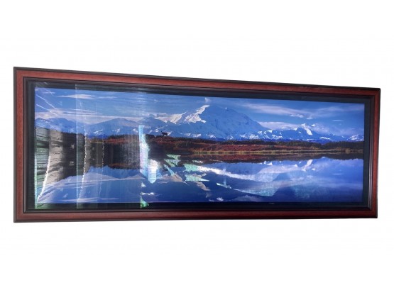 74X29 Inch Panoramic Landscape Photograph With Moose. By Thomas D. Mangelsen