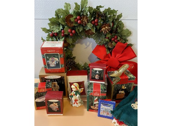 Christmas Bundle! Includes Wreaths, Hallmark Keepsake Ornaments And More