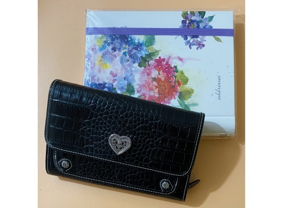 Unopened Address Book And Pretty Black Wallet, Brand Unknown