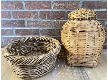Pair Of Small Wicker Baskets