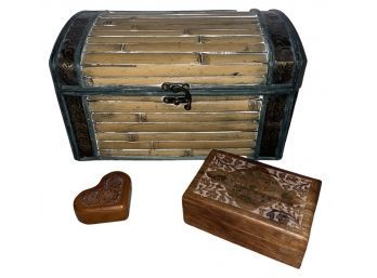 Adorable Assortment Of Wooden Jewelry Boxes.