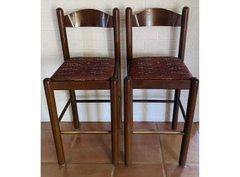 Pair Of Upholstered Barstools. Seat Height 24 Inches