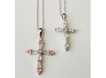 Pair Of Lovely Cross Necklaces. IBB CN .925 Stamped