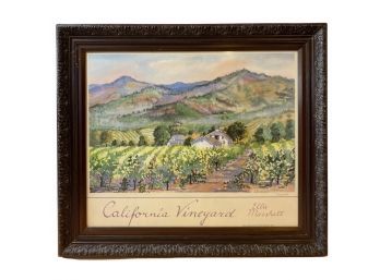 California Vineyard Signed Poster By Ellie Marshall In 29X26 Ornate Frame