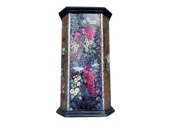 Ornate Wooden Cabinet With Floral Design, 17 X 30 X 12, Includes Matching Wall Mounted Mirror
