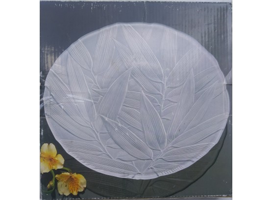 Glass Serving Platter With Leaf Design, Still In Box