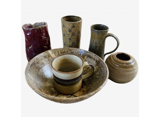 6 Piece Ceramic Collectibles, Including 9 Inch Bowl