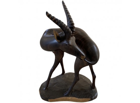 Hand Carved Gazelle Figurine Signed By Artist