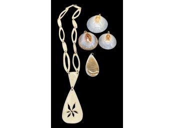 Beautiful Organic Materials Shell Necklace Plus (4) Additional Pendants. Kona Shells