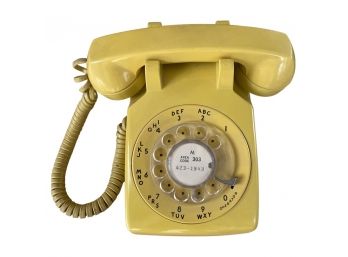 Vintage Yellow Bell System Rotary Phone