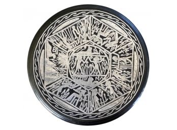 Metal Wall Hanging Plate With Mayan Design
