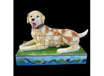 Jim Shore Small Table Statue Of Yellow Dog Named Lucky
