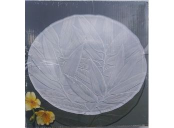 Glass Serving Platter With Leaf Design, Still In Box