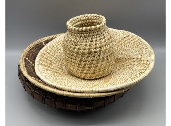 (4) Hand Crafted Baskets, Various Sizes