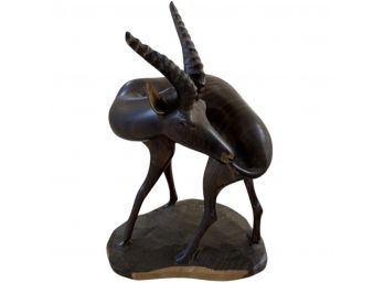 Hand Carved Gazelle Figurine Signed By Artist