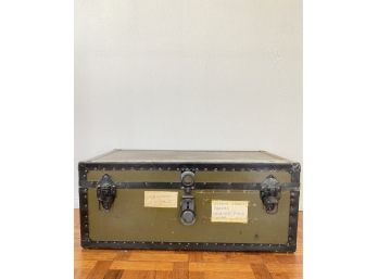 Antique Metal Military Storage Trunk