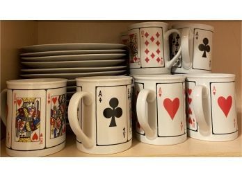 Poker Theme Mugs And Matching Dessert Plates By Jobar International