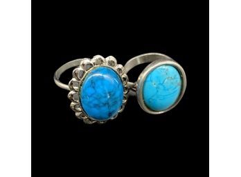 (2) Beautiful Turquoise Color Rings