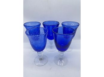 Vintage COBALT BLUE Glass Goblets