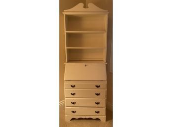 Two Piece White Dresser With Shelf, 30 X 80 X 17