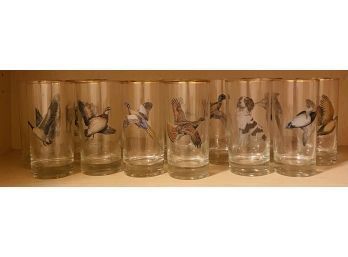 Vintage Bird Goose Pheasant And Hunting Dog Drinking Glasses (12 Count)