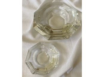(2) Stunning Crystal Glass Ash Trays, Two Sizes