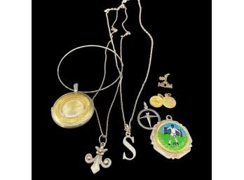 (2) Necklaces, Bangle Bracelet, Plus Various Charms And Pendants