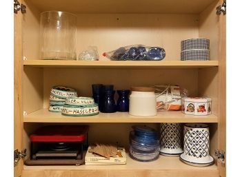 ENTIRE CABINET: Ash Trays From Italy, Various Blue Glass, Hand Mixer And More!