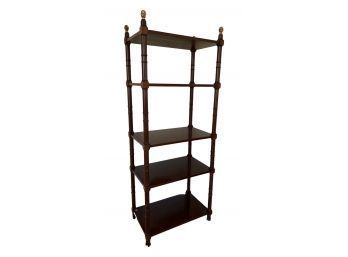 Beautiful Open Face Bookshelf With Peg Accents On Top