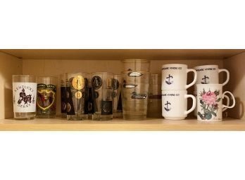 Collection Of Various Drinking Glasses And (5) Mugs