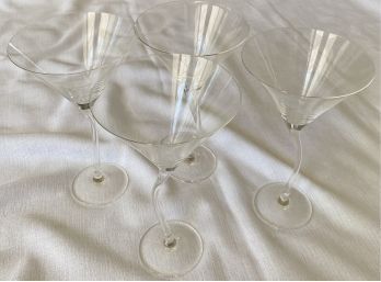 (4) Unique Stemmed Martini Glasses