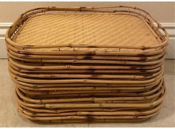 (14) Wicker And Bamboo Trays